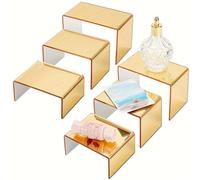 Alzate per Display in Acrilico Dorato - Espositore Da Banco Trasparente, Moderno Organizer per Scaffali per Vetrina Decorativa | Supporto Multistrato per Riporre La Collezione Di Figurine Di Cupcake P