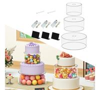 Alzate per torta da 3 pezzi, 15,2 cm, 20,3 cm, espositore per cibo con luce,