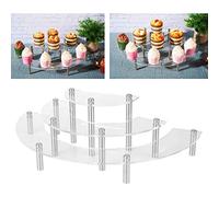 Alzate per torta in acrilico a 3 livelli, espositore in acrilico trasparente Supporto per semicerchio Supporto da tavolo per mezza luna Scaffale per cupcake per collezione Espositore per dessert