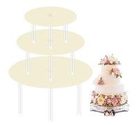 Alzate Per Torte, Supporti per Torta a Più Livelli, 3 Pz Tavole per Dolci con 9 Pz Tasselli per Torta, Alzate per Torte Riutilizzabili per Costruzione e Impilamento di Torte a più Livelli