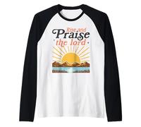 Alzati e loda Il Signore - Retro Christian Sunburst Maglia con Maniche Raglan