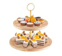 Alzatina per Aperitivo, Frutta o Dolci - Piatto da Portata a 2 Ripiani in Bambù - Set da Portata e Tagliere