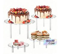 Alzatina rotonda decorativa per torta e tavolo dei dolci, supporto espositivo in acrilico trasparente con ornamento in cristallo, per compleanni e matrimoni D,4 serie ABCD,Set ABC3PMMA