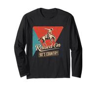 Alzato su 90'S Country Music Vintage Western Cowgirl Cowboy Maglia a Manica
