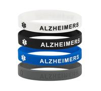 Alzheimer Medical Alert Braccialetto demenza (4 pezzi), Medium (18cm), Silicone