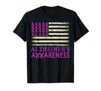 Alzheimer's Awareness Month Day bandiera USA nastro viola Maglietta