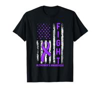 Alzheimer's Awareness - Nastro viola con bandiera americana USA Maglietta