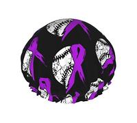 Alzheimer'sAwareness Cuffie da doccia con nastro da calcio Cuffia da bagno riutilizzabile Cappello da doccia elastico da bagno Morbido impermeabile per cappucci di tutte le lunghezze di capelli