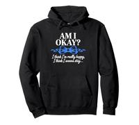 AM I OKAY? Blue Ribbon Frase Per Mental Health Awareness Felpa con Cappuccio