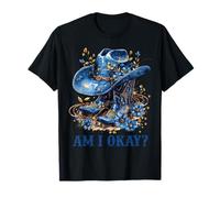 Am I Okay Boot Cowgirl Coquette Bow Donne Ragazza Maglietta