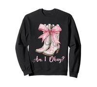 Am I Okay Boot Western Texas Cowgirl Coquette Bow Donne Ragazza Felpa