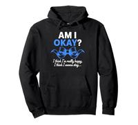 AM I OKAY? Citazione Motivazionale Nastro Blu Salute Mentale Felpa con Cappuccio