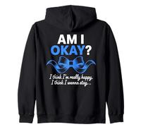 AM I OKAY? Citazione Motivazionale Nastro Blu Salute Mentale Felpa con Cappuccio