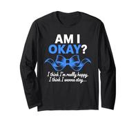 AM I OKAY? Citazione Motivazionale Nastro Blu Salute Mentale Maglia a Manica
