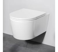 AM.PM Func - WC sospeso da parete, senza bordi, in ceramica, con abbassamento automatico, sospeso, flashclean, tazza per WC, bianco, lunghezza 49 cm