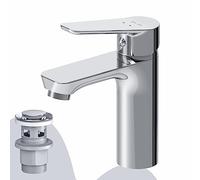 AM.PM Hit FTA82200 - Rubinetto monocomando per lavabo, resistente ai graffi, facile da installare, facile da pulire, altezza del beccuccio 102 mm, con scarico a clic, cromato