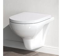 AM.PM Hit - WC sospeso senza bordo, sedile WC con abbassamento automatico, abbassamento automatico, WC sospeso senza bordo, in ceramica, con risciacquo profondo, FlashClean,