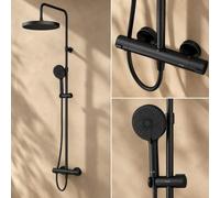 AM.PM Play F078Z422 - Sistema doccia con termostato e bocca per vasca, set doccia completo con doccia a pioggia da 30 cm e doccetta, colonna doccia regolabile in altezza 103-146 cm, tubo doccia 1750