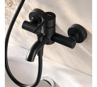 AM.PM Rubinetto per vasca da bagno, colore nero opaco, miscelatore monocomando con beccuccio per vasca da 17,6 cm, montaggio a parete a 2 fori, rubinetto per bagno, vasca da bagno, miscelatore