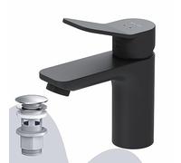 AM.PM X-Joy FXA82122 - Rubinetto monocomando per lavabo, resistente ai graffi, facile da pulire, con scarico a clic, altezza erogatore 79 mm, nero opaco