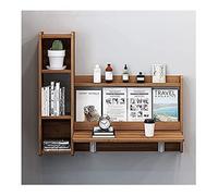 AM tavolo pieghevole in legno massello tavolo deciduo a parete, tavolo galleggiante da parete scrivania per computer con libreria, risparmio di spazio (colore: colore legno) (colore legno)