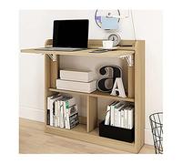AM tavolo pieghevole in legno massello tavolo deciduo, montaggio a parete scrivania galleggiante tavolo da parete scrivania per computer con libreria (colore: bianco) (colore legno)