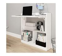 AM tavolo pieghevole in legno massello tavolo deciduo, montaggio a parete scrivania galleggiante tavolo da parete scrivania per computer con libreria (colore: bianco)