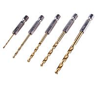 Am-Tech Set da 5 punte per il trapano HSS in titanio, gambo 1,5-4,8 mm 1/4''