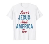 AMA Anche Gesù e lAmerica 4 luglio Dio Cristiano Maglietta