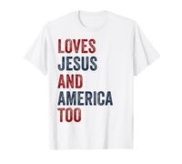 AMA Anche Gesù e lAmerica 4 luglio Dio Cristiano Maglietta