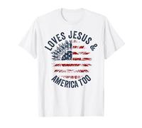 AMA Anche Gesù e lAmerica 4 luglio Dio Cristiano Maglietta