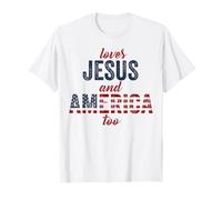 AMA Anche Gesù e lAmerica 4 luglio Dio Cristiano Maglietta