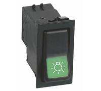 Ama Interruttore Basculante OFF-ON-ON 12V per Luci di Posizione - Dima 50x26 mm, Illuminazione Verde, Plastica Nera e Design Compatto, Made in Italy