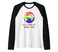 AMA più Forte dell'odio Rainbow Earth Uguaglianza Maglia con Maniche Raglan