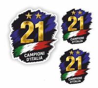 AMA SHOP Adesivo 21 Campioni d'Italia 2026 Mod.6|Seconda Stella|Scudetto|Adatto per Tifosi Inter,auto,moto,camper| +2 Sticker da 10 cm in OMAGGIO