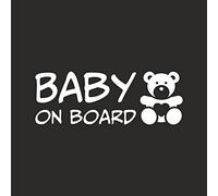 AMA SHOP Adesivo Prespaziato Baby on board con Orsetto colore bianco | Adesivi per Auto | Sticker per Casco, Moto, Camper | Adesivo in PVC per Decalcomania Parete, Murale