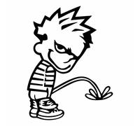 AMA SHOP Adesivo Prespaziato Bambino che fa pipi' Divertente Colore nero | Adesivi per Auto | Sticker per Casco, Moto, Camper | Adesivo in PVC per Decalcomania Parete, Murale