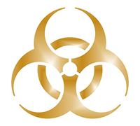 AMA SHOP Adesivo Prespaziato Biohazard Nucleare Simbolo Radioattivo colore Oro | Adesivi per Auto | Sticker per Casco, Moto, Camper | Adesivo in PVC per Decalcomania Parete, Murale
