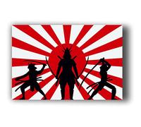 AMA SHOP Adesivo Sagomato Bandiera Giappone con Samurai | Adesivi per Auto | Sticker per Casco, Moto, Camper | Adesivo in PVC con bordo bianco per Decalcomania Parete, Murale