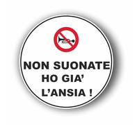 AMA SHOP Adesivo Sagomato divertente Non suonate ho già l' ansia |Sticker per Casco,Moto, Camper,Barca | autoTuning |