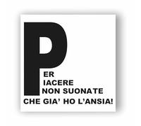 AMA SHOP Adesivo Sagomato Per piacere non suonate ho già l'ansia|adatto per casco auto moto|Decalcomania|