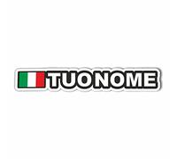 AMA SHOP ADESIVO SAGOMATO personalizzabile tuo nome con bandiera |Sticker per Casco,Moto, Camper,Barca| autoTuning |