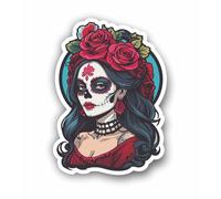 AMA SHOP Adesivo Sagomato Teschio Messicano donna mod.2 |Sticker per Casco,Moto, Camper,Barca | autoTuning |