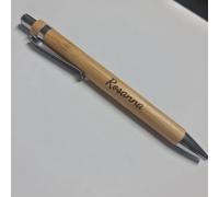AMA SHOP Penna a sfera personalizzata a scatto in bamboo con custodia in Velluto (1 pezzo, Personalizzato) Idea regalo |bomboniera| gadget