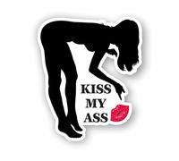 AMA SHOP sticker adesivo sagomato divertente donna sexy kiss my ass decals in pvc per decalcomanie parete murale auto moto casco camper barca