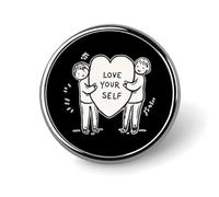 Ama te stesso, spilla da bavero carina, distintivo in metallo, rotonda, giacca, cappello, borsa, accessori, gioielli