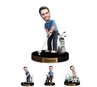 Amabery Personalizzato Giocatore di Golf Cartoon Ritratto Ornamento Personalizzato Viso & Nome Scultura Decorazione per Desktop Casa Collezionismo Regali Golf Uomini Marito Amante dello Sport Natale