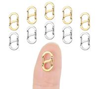 Amabro 10 chiusure a moschettone con doppia apertura, accorciatori in acciaio inox, chiusure in metallo, fermagli per collane, connettori (5 oro+5 argento)