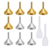Amabro 10 piccoli imbuti in metallo, mini imbuti in acciaio inox di qualità alimentare, confezione da 2 mini pipette per riempire piccole bottiglie o contenitori di oli essenziali