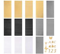 Amabro 14 fogli di cera per candele, autoadesive in plastica con numeri e lettere in oro, per battesimo, comunione, matrimonio, fai da te, scrapbooking fatto a mano
